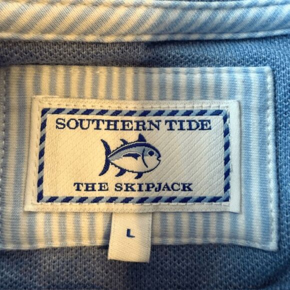 Southern Tide Men's The Skipjack Pique Schooner Quarter Zip Pullover Blue Large - Picture 3 of 9